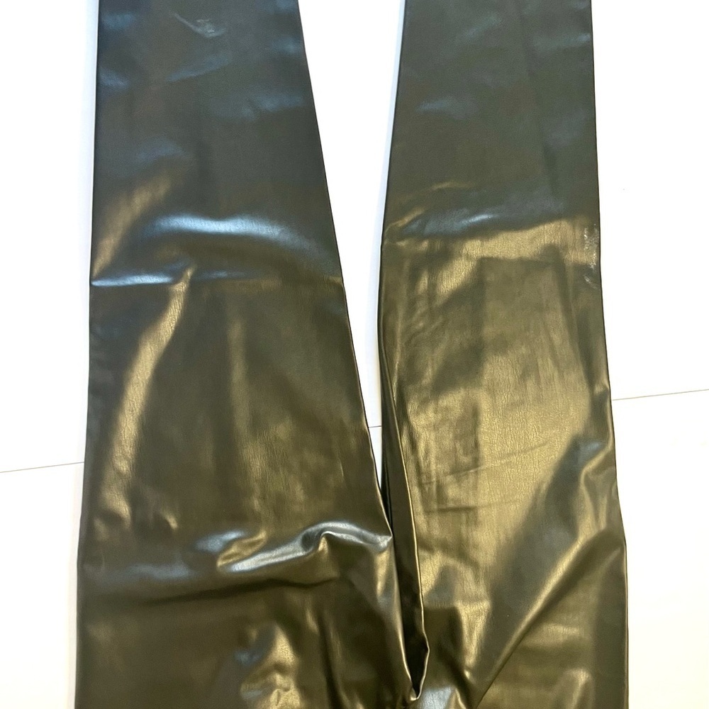 Zara Black Women Faux Leather Trousers (XL) with elastic waist - Picture 8 of 10